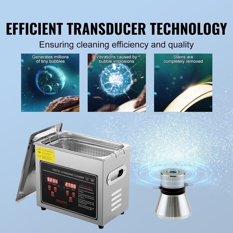 3L Ultrasonic Cleaning Device w/Timer & Warming Element Jewelry Cleaner Machine