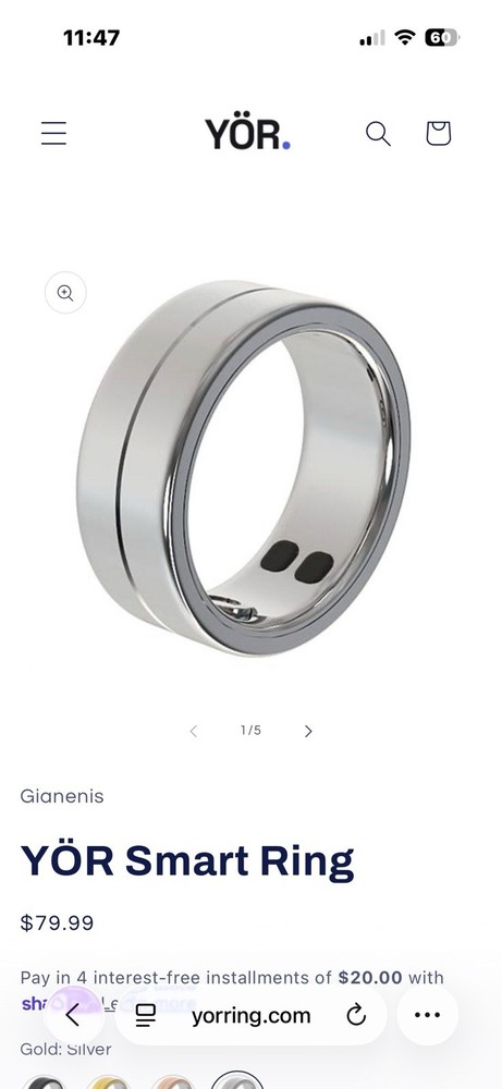 YOR Smart Ring by LetsFit – Silver Size 9 – Open Box Unused – iOS/Android