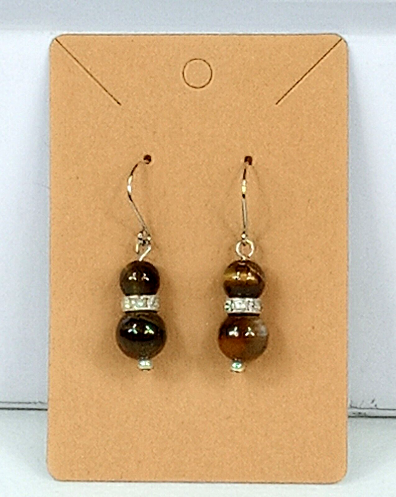 NWOT Tiger Eye Bead Earrings Handcrafted