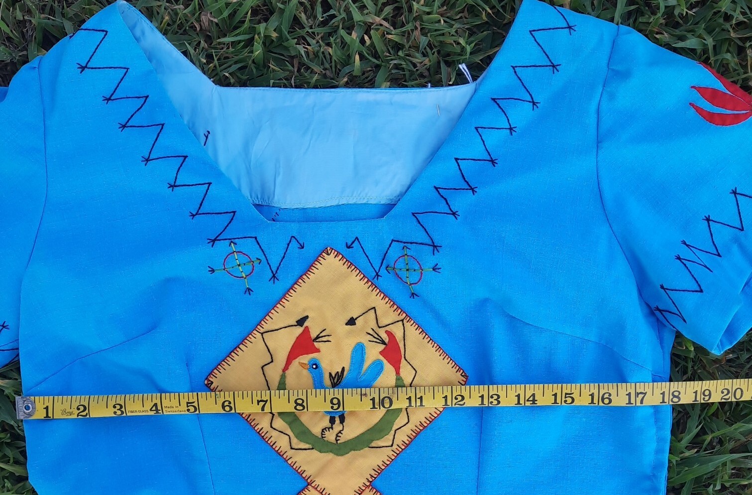 Vtg Authentic Seminole Indian 1930s Dress Handmade Stitched Blue Native American