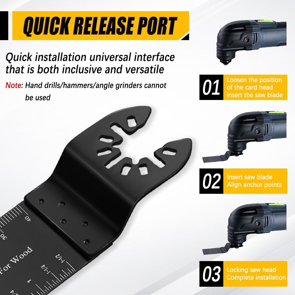 6PCS Oscillating Tool Blades, Universal Wood Multitool, Black