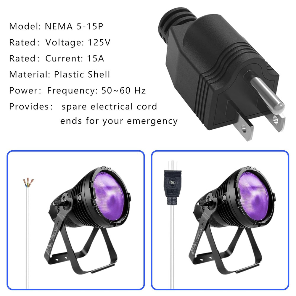 Replacement Plug 3 Prong NEMA 5-15P Power Adapter Replacement Plug, Straight