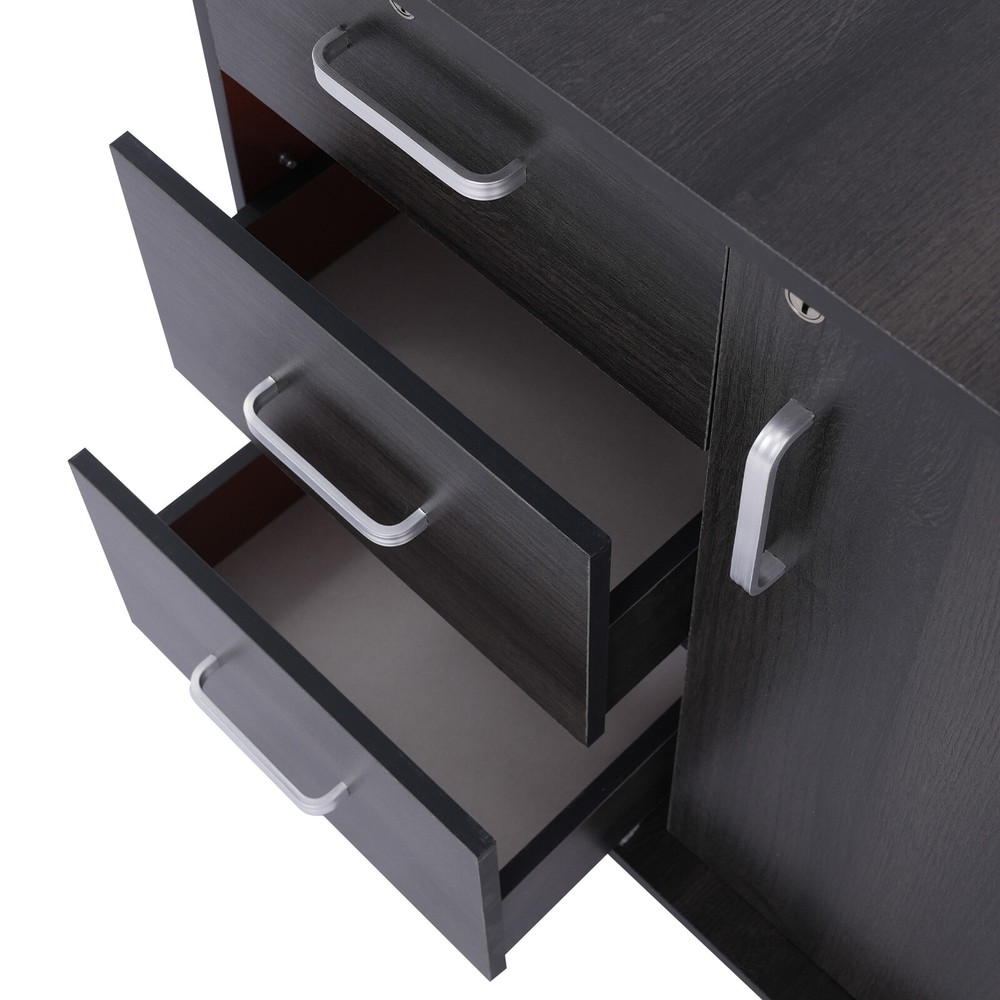 Mobile File Cabinet with 3 Drawers, Locking Design, Printer Stand, Black US!