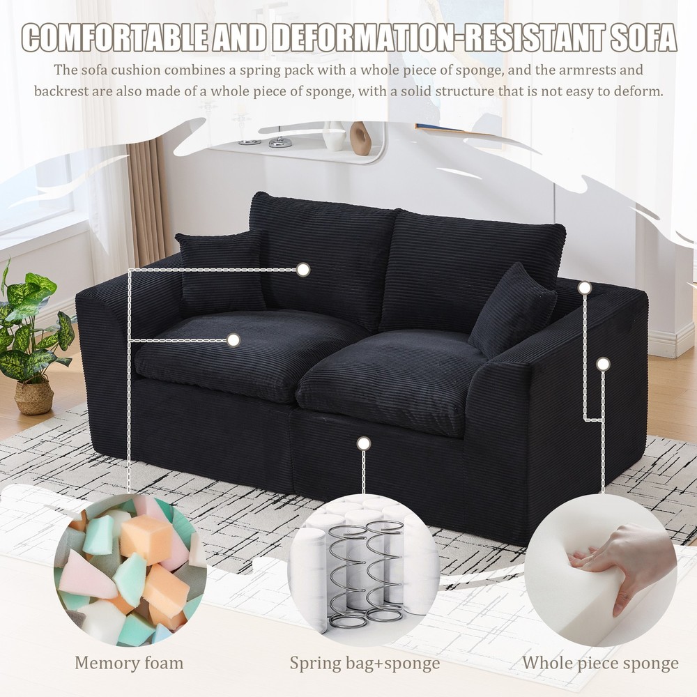 UNITED WE WIN Modular Sectional Sofa Cloud Couch,Comfy Cloud Modern Sofa,2 Sea