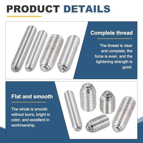 Silver Ball Point Set Screws 304 Stainless Steel Hex Socket Spring M5x20mm