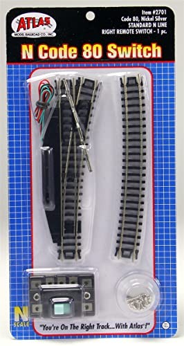 Atlas N Scale Code 80 Remote Right-Hand Turnout/Switch Model Train Track