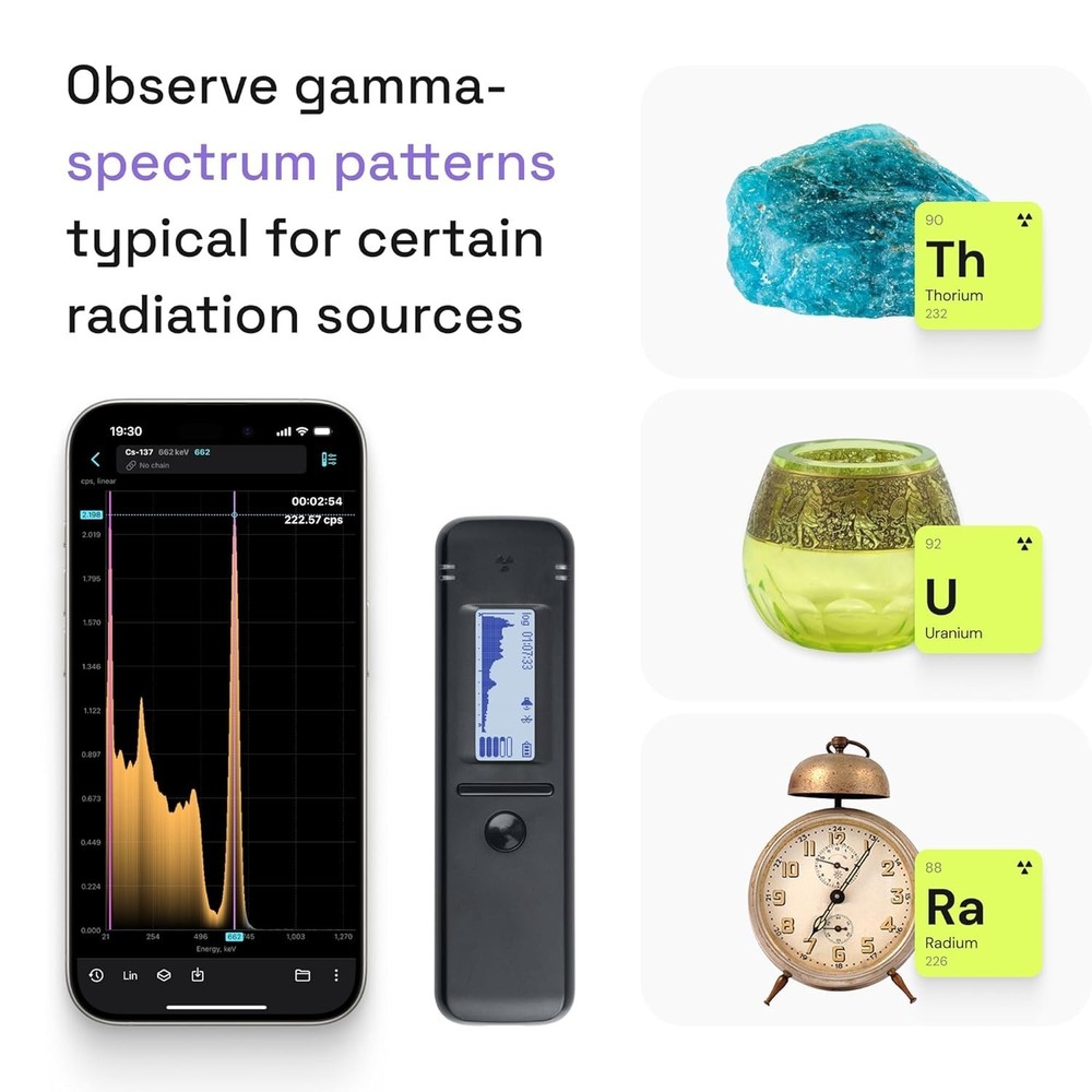 Advanced Geiger Counter with Isotope Visualization and Mobile App Functionality