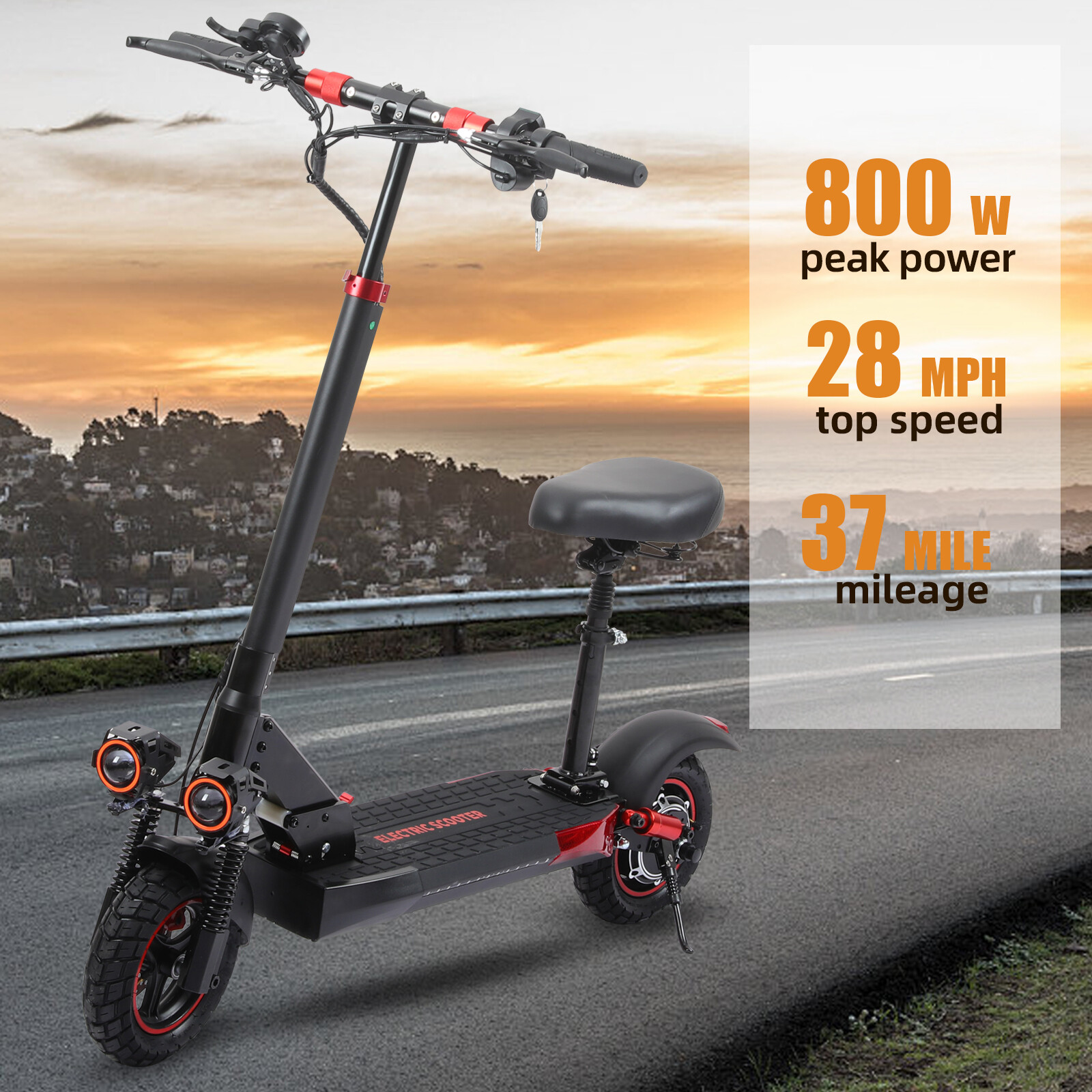 Electric Scooter 48v 800W For Adult 10"Off Road Fat Tires Fast Speed USA MAX vV