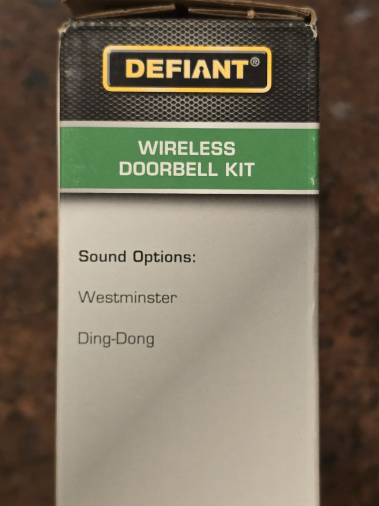 Defiant Wireless Battery Operated Doorbell Kit with Wireless Push Button, White