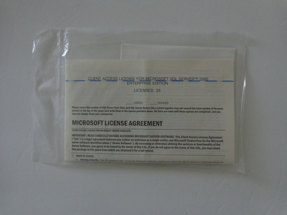 Microsoft SQL Server™ 2000 Enterprise Edition(New ! sealed CD +Key Code +25 CAL)