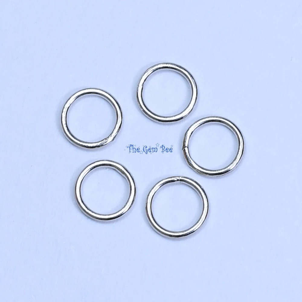 5MM 14K Solid White Gold Round CLOSED Jump Ring Finding Quantity: 5
