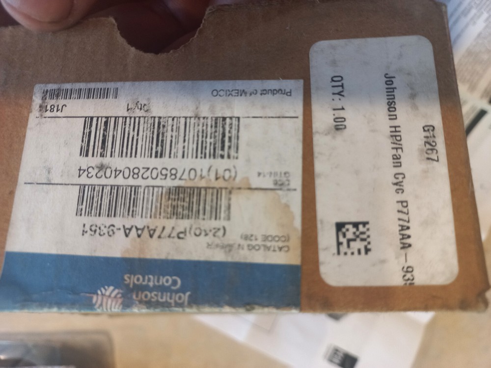 johnson controls p77aaa-9351 pressure control unit