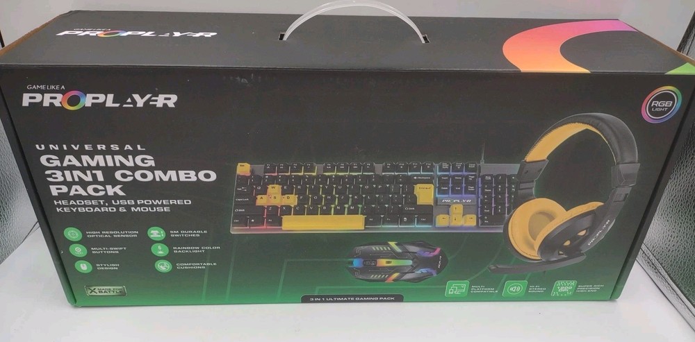 Proplayer 3 In 1 Universal Gaming Combo By RGB Light Includes Keyboard Headset