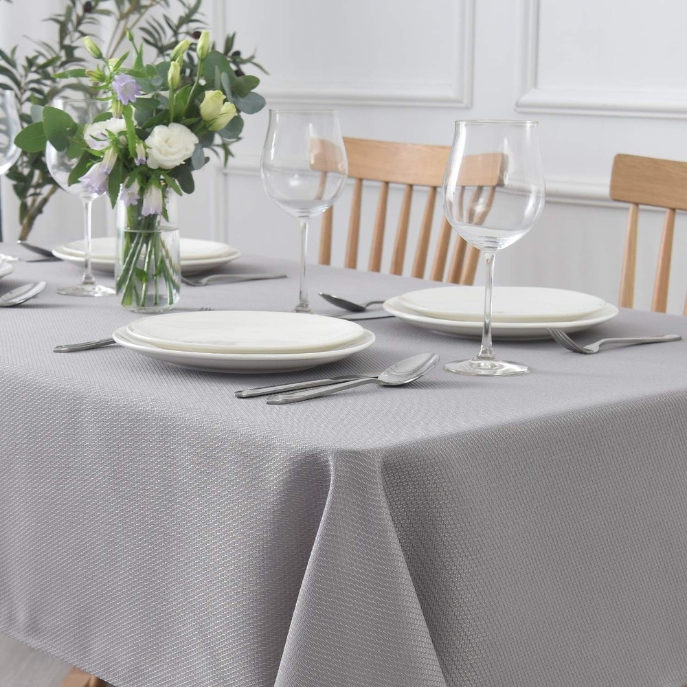 maxmill Rectangle Textured Tablecloth Waterproof Spillproof Wrinkle Free Tabl...