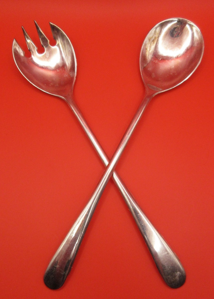 9" Vtg Flatware Silverplate Set Serving Spoon & Fork Classic Made in Italy