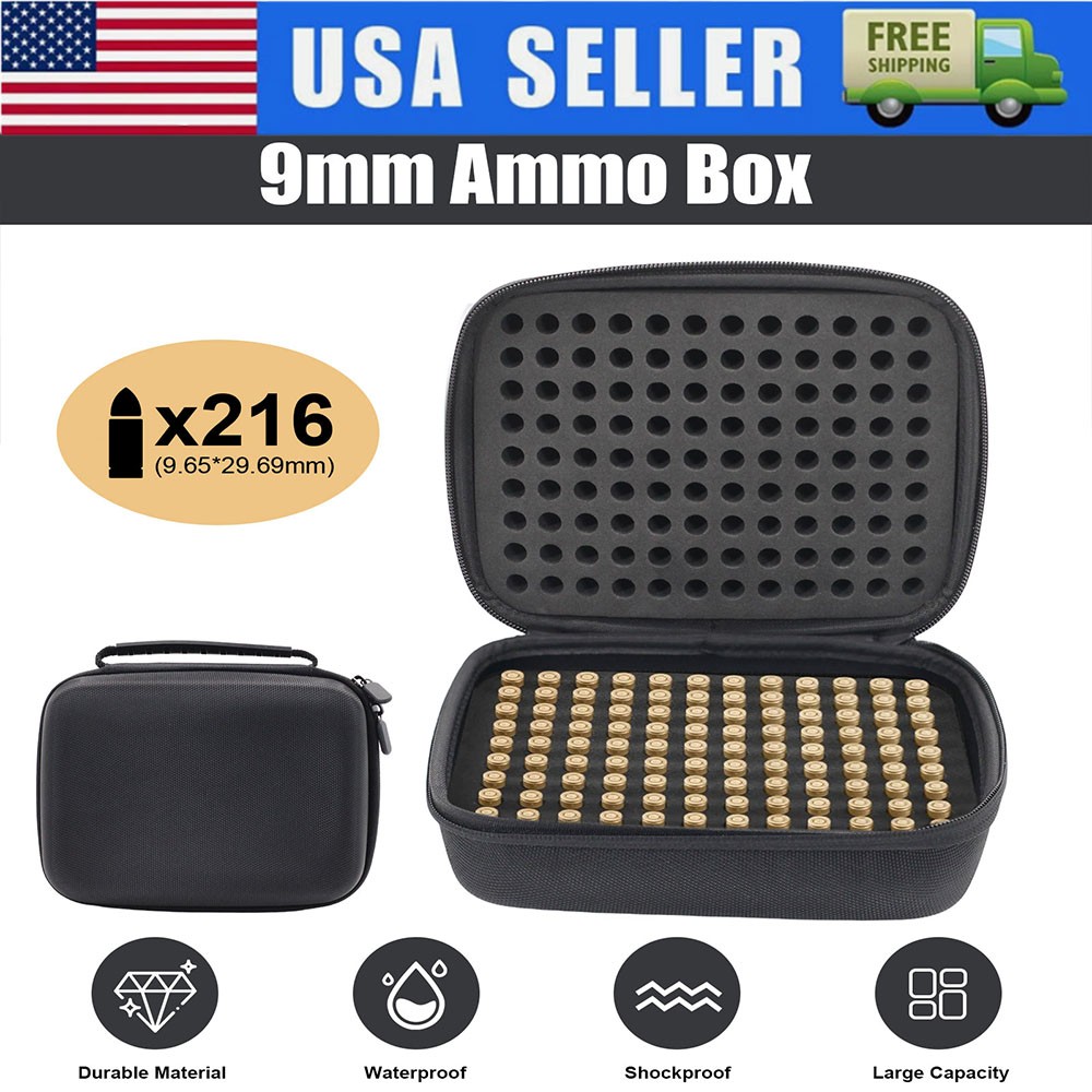 216 Rounds Ammo Pouches Double Layer 9mm Storage Case Box Bullet Box Handbag
