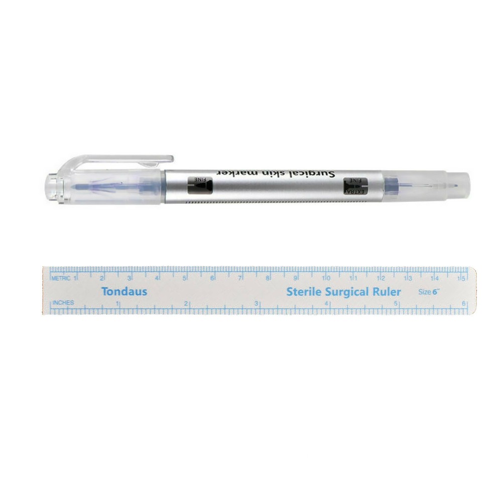 Semi Permanent Makeup Eyebrow Tattoo Marking Positioning Pen + Measuring Ruler