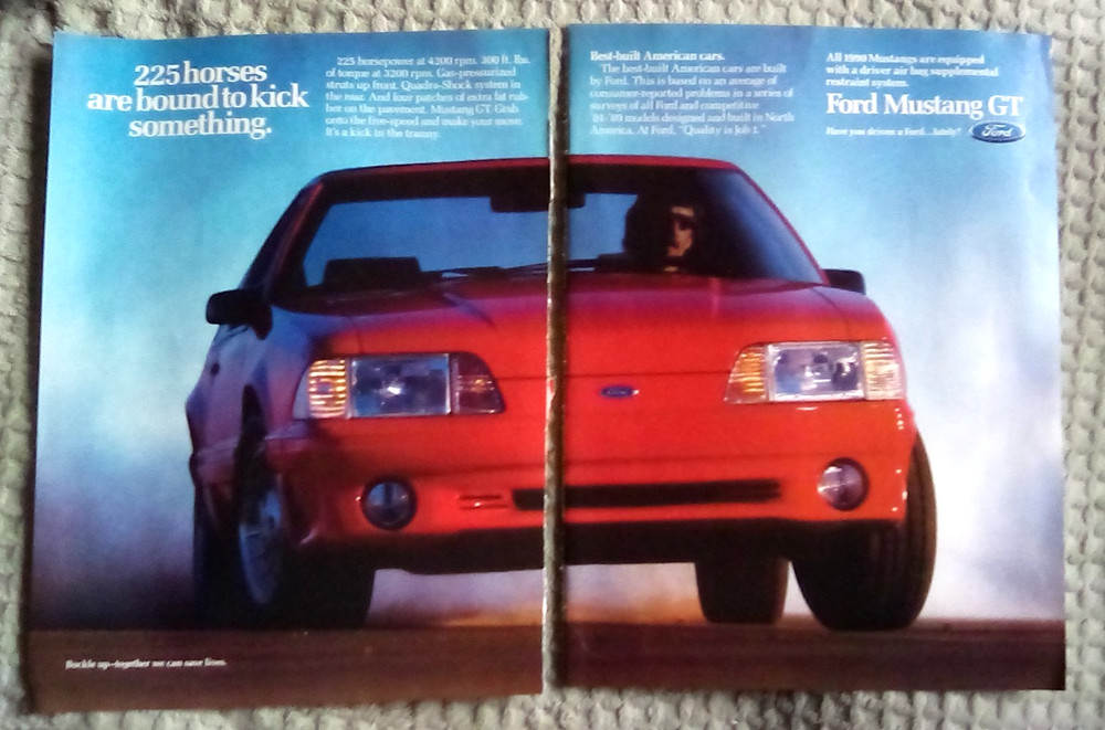 1990 Ford Mustang GT 2pg Print Ad