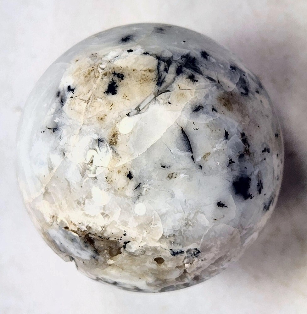 Dendritic Opal w Crystalline Vugs 48mm Sphere for Interior or Unique Gift 6058