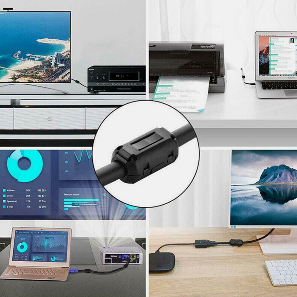 10/20PCS Ring Core Ferrite Bead Clamp Choke Coil EMI RFI Noise Filter Clip Snap