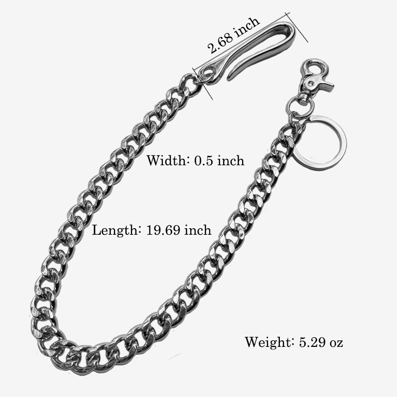 20" Heavy Duty Chain with Locking Clasp Thick Biker Wallet Key Chain Trucker