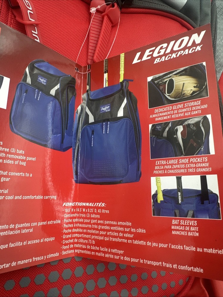 Rawlings Red Legion Baseball Backpack *NEW W/TAGS*