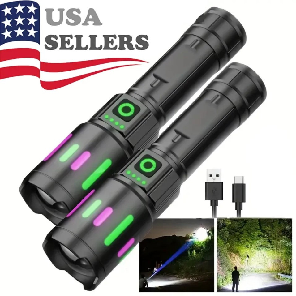 350000000 Lumen Super Bright LED Tactical Flashlight Rechargeable Work Light-