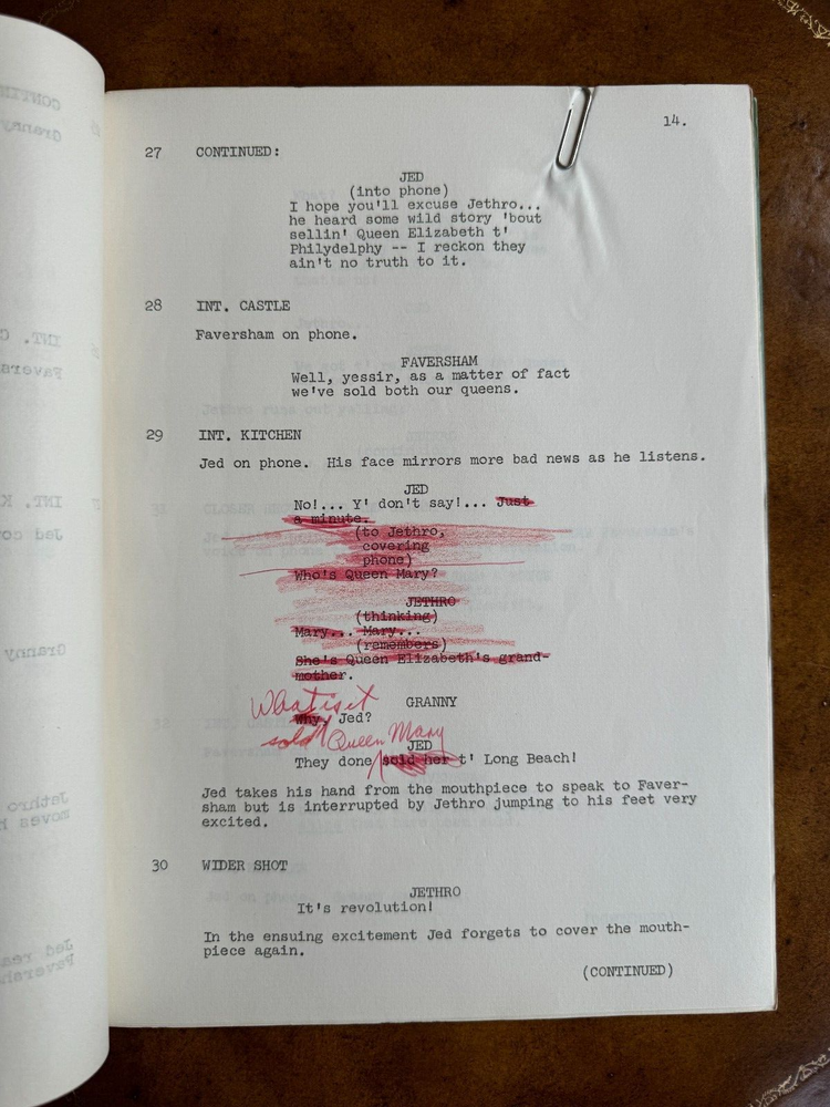 Original THE BEVERLY HILLBILLIES Tv Script - A Bundle For Britain 1968