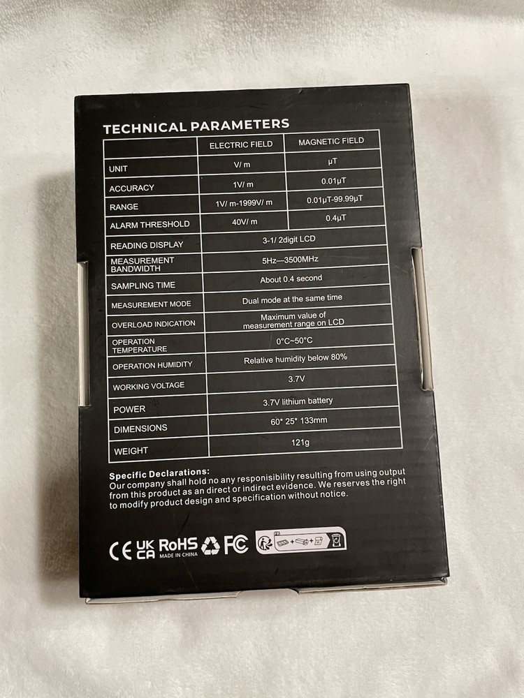 Erickhill Rechargeable EMF Tester - Electromagnetic Radiation Tester