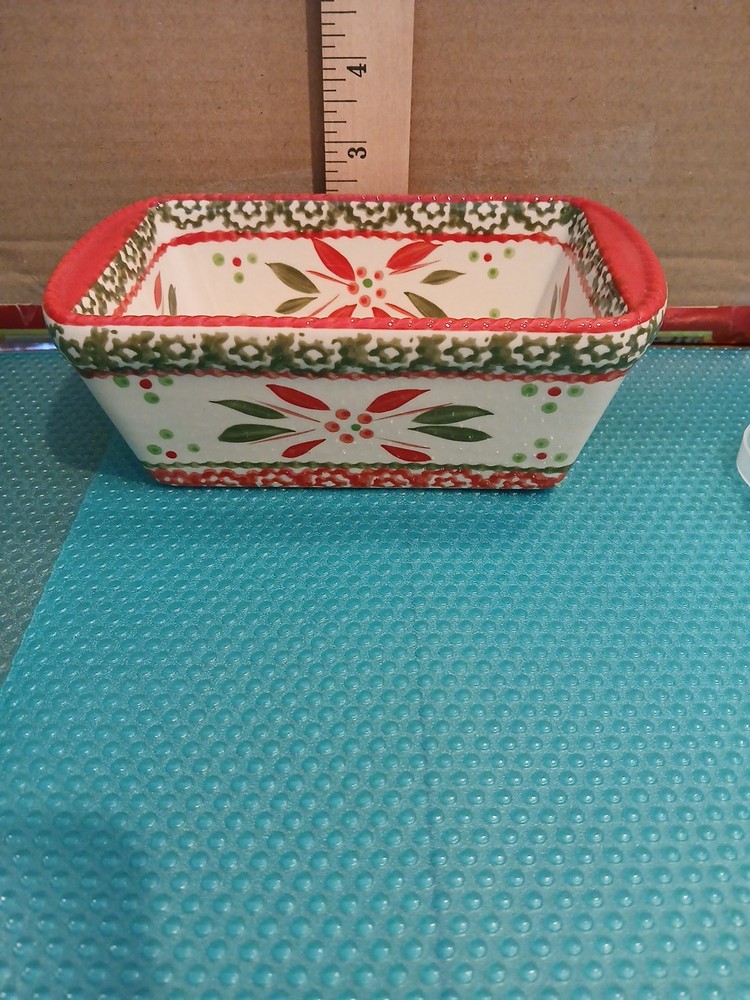Temptations Holiday Rectangular Ceramic Loaf Pan with Lid