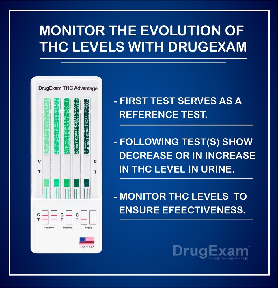 3 Pack - DrugExam Multi Drug Screen Test. Testing for THC/Marijuana in Urine.