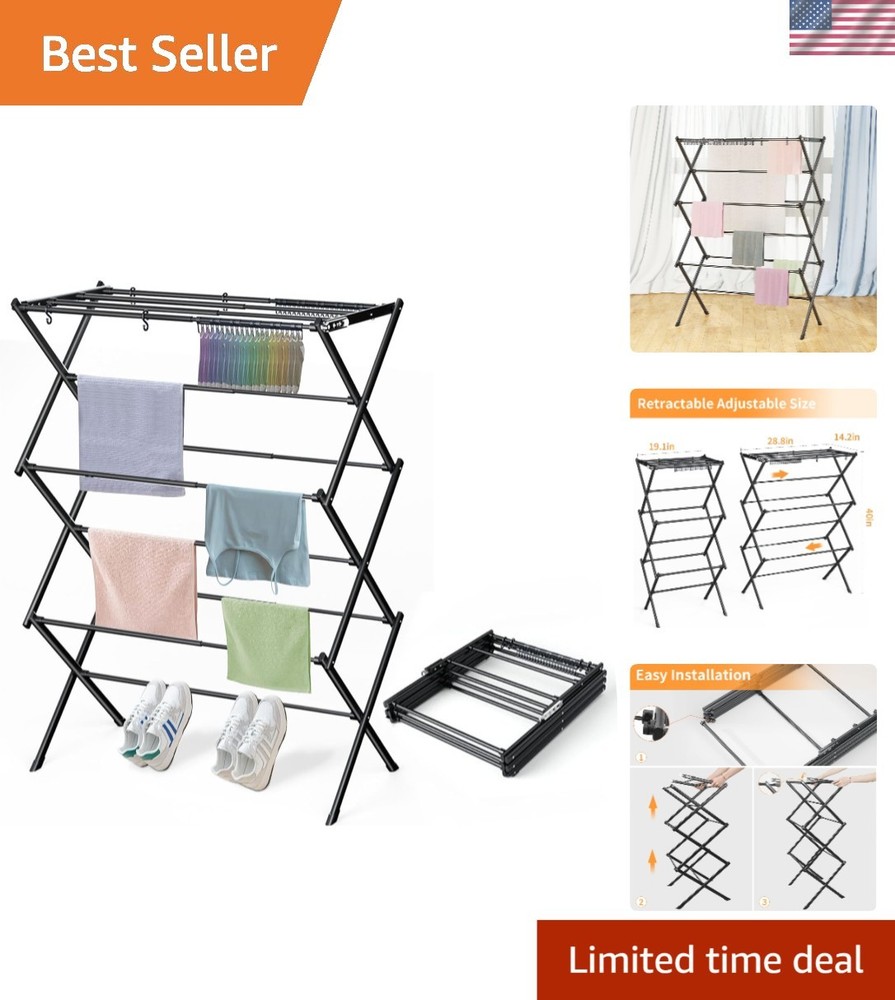 Clothes Drying Rack Indoor Outdoor Foldable Space Saving Laundry Drying