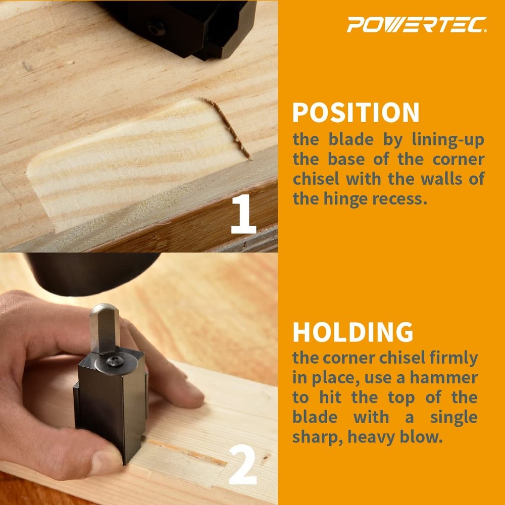 POWERTEC Square Corner Chisel – Spring-Loaded Mortise