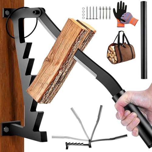 Wall Mounted Firewood Splitter with Extended Handle, Ordinary & Removable