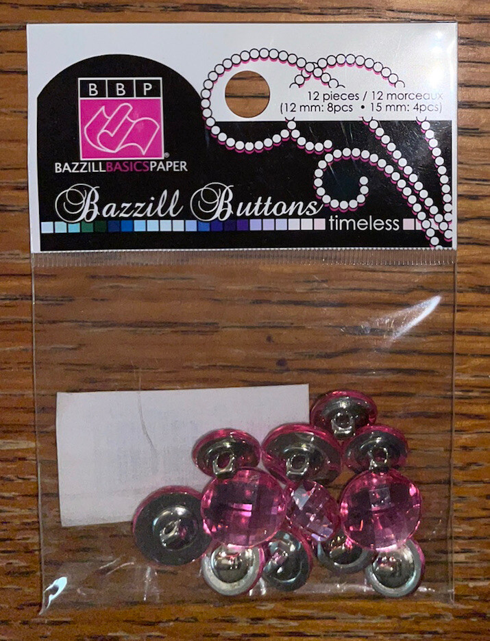 BBP Bazzill Basic Paper ~Buttons~ Timeless Hit Pink 12 Pcs Multiple Sizes Craft