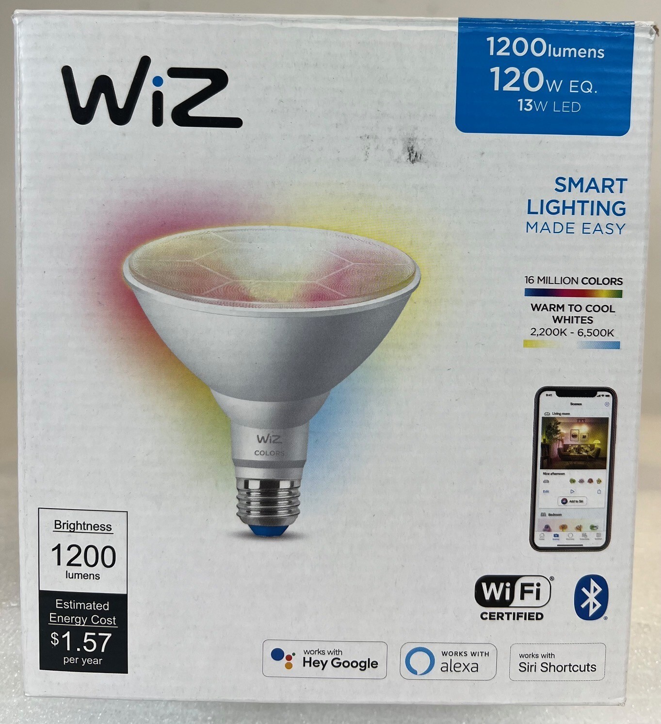 WiZ PAR38 Color 120 Watt Equivalent Smart LED Wi-Fi Bulb, 603894 -FREE SHIPPING