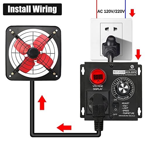 AC Variable Speed Controller, 120V~220V 15A 4000W SCR Voltage Metal shell Black