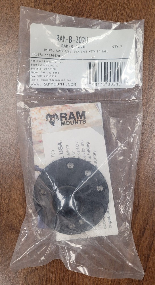 RAM-B-202U Aluminum 2.5'' Base with 1" Ball