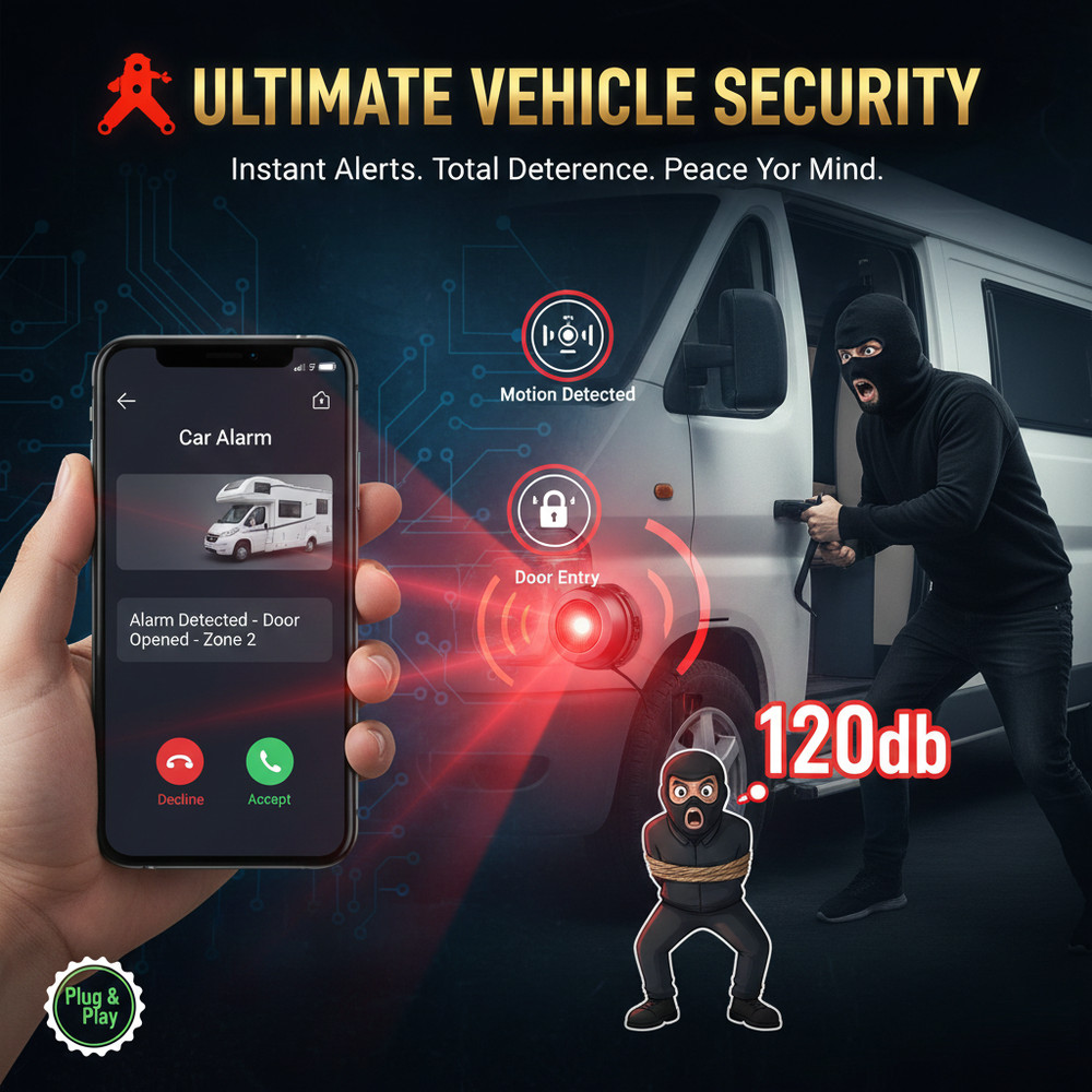 Camper Van Remote Alarm Security System Wireless Mobile Call/SMS Real Time Alert