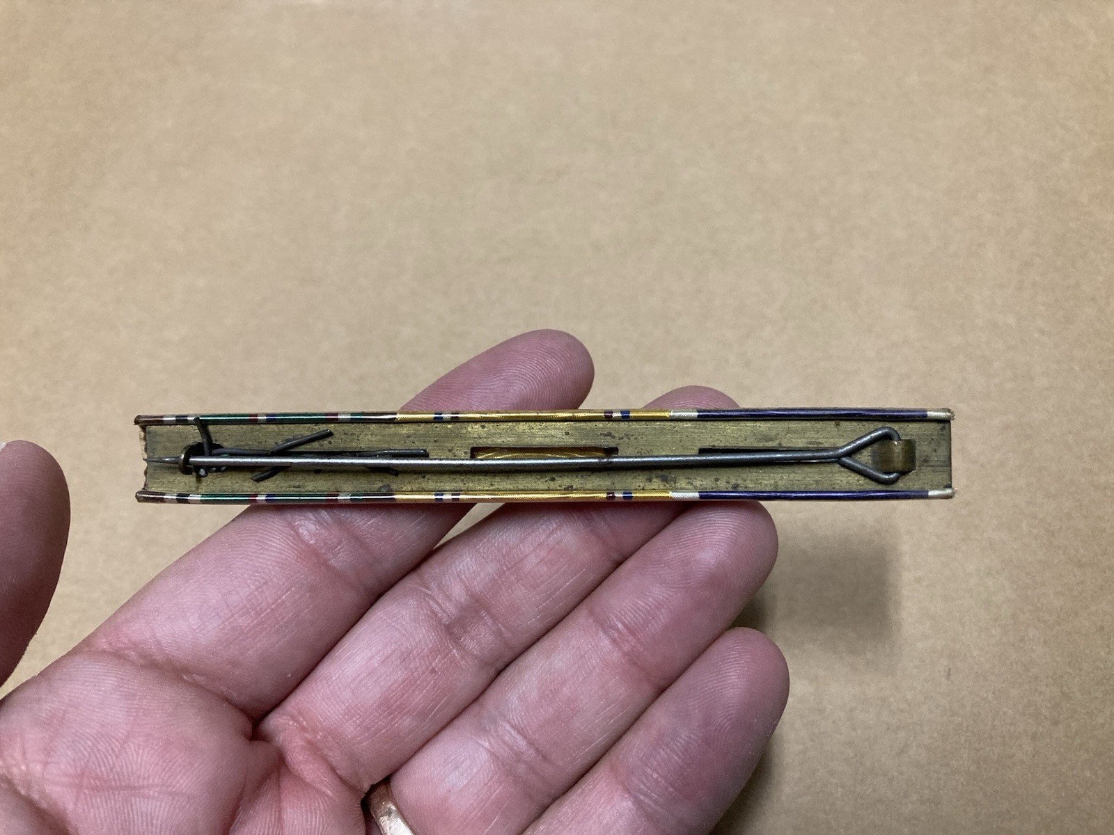 Original WW2 US European Campaign Ribbon Bar 4 Battle Stars WWII Pin Badge Army