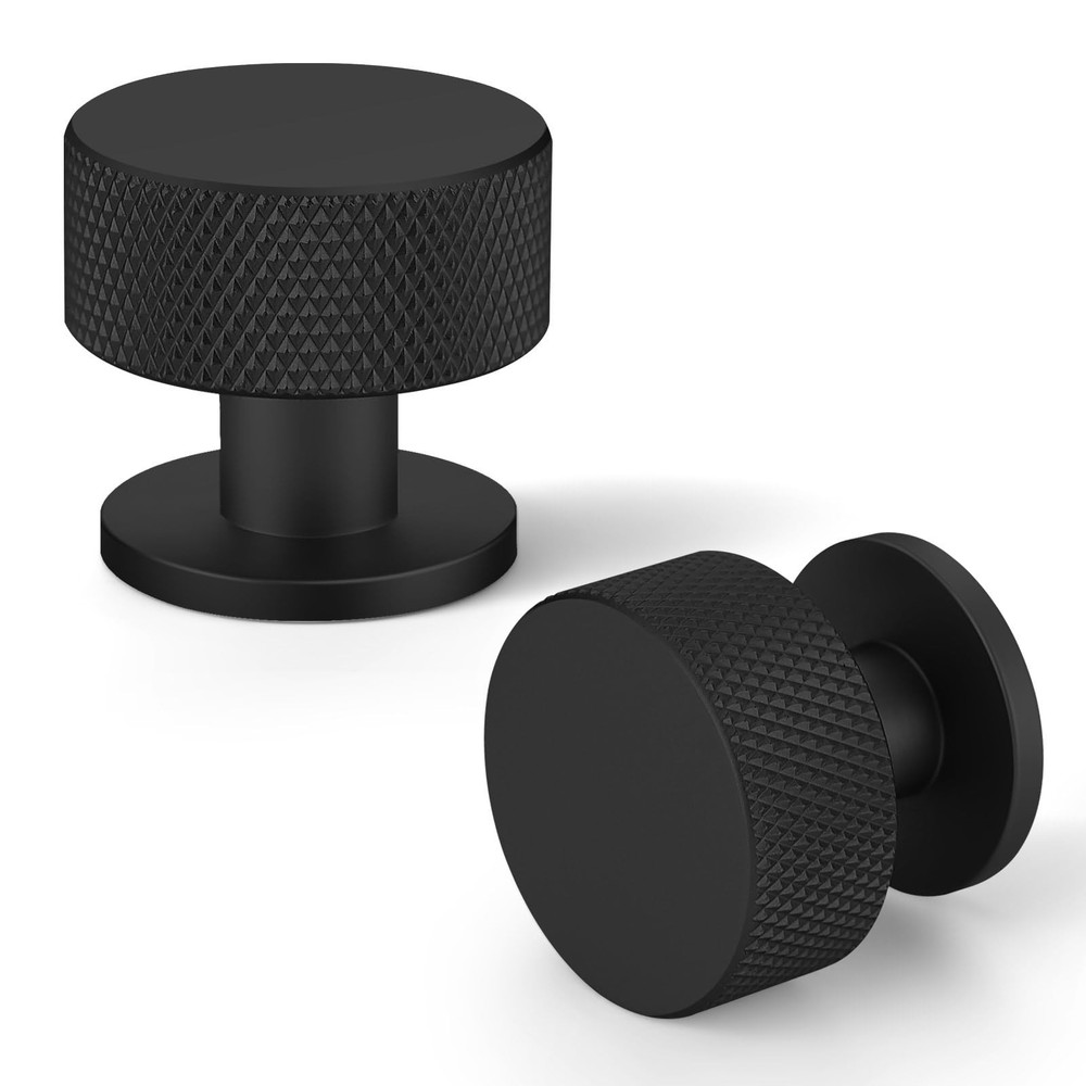10 Pack Matte Black Cabinet Knobs for Kitchen Cabinets & Dresser Drawers, Rou...