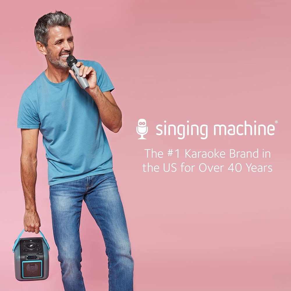 Singing Machine Cube Bluetooth Karaoke System with Wireless Microphone