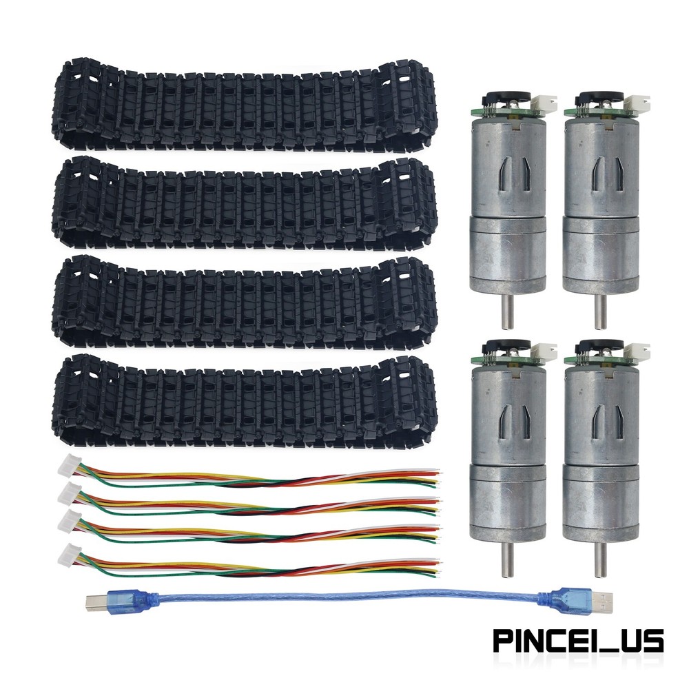 4WD Robot Tank Chassis Kit Chassis + Joystick Control + 4pcs Motors w/ Encoder