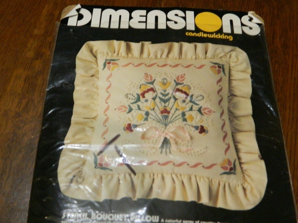 * Dimensions Crewel Candlewick STENCIL BOUQUET Pillow Kit