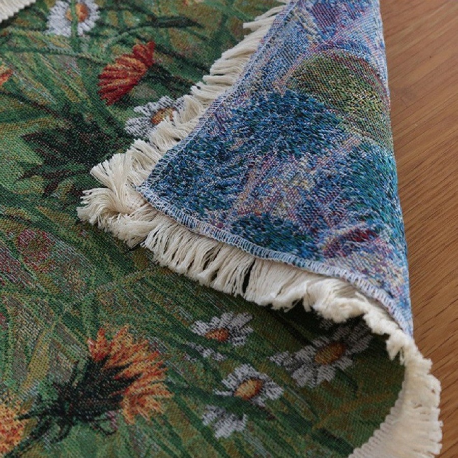 Table Runner 63 Inches Long Boho Floral Table Decor with Tassels for Party House