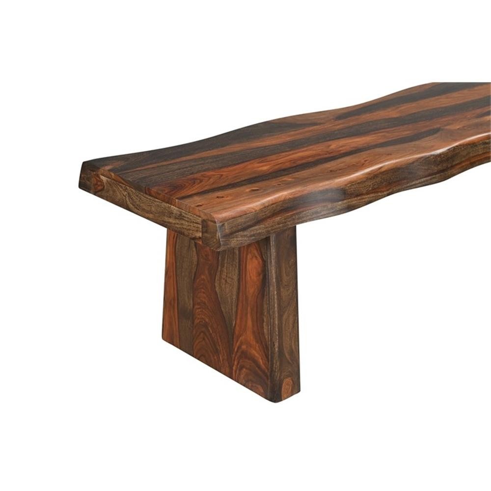 Pemberly Row 68" Live Edge Solid Wood Dining Bench in Dark Brown