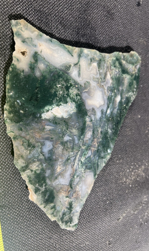 Green Moss Agate Slab 290g India, amazing patterns, partially translucent