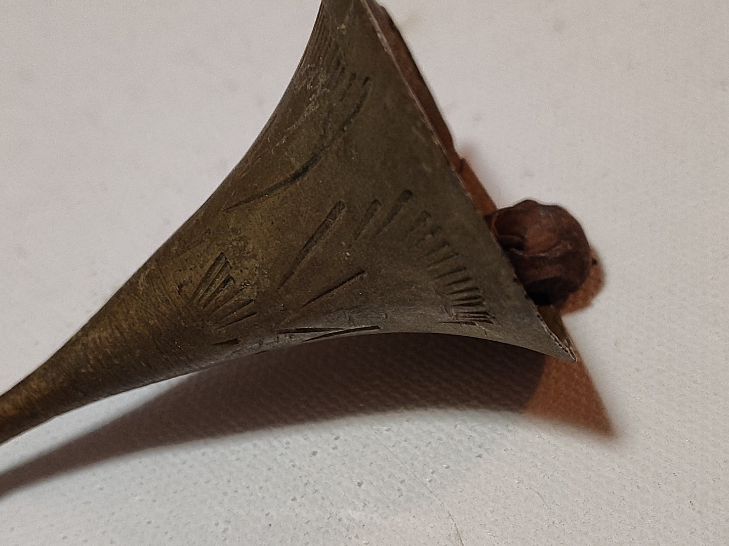 Vintage 3-1/2” Etched Brass Trumpet Bell - Made In India