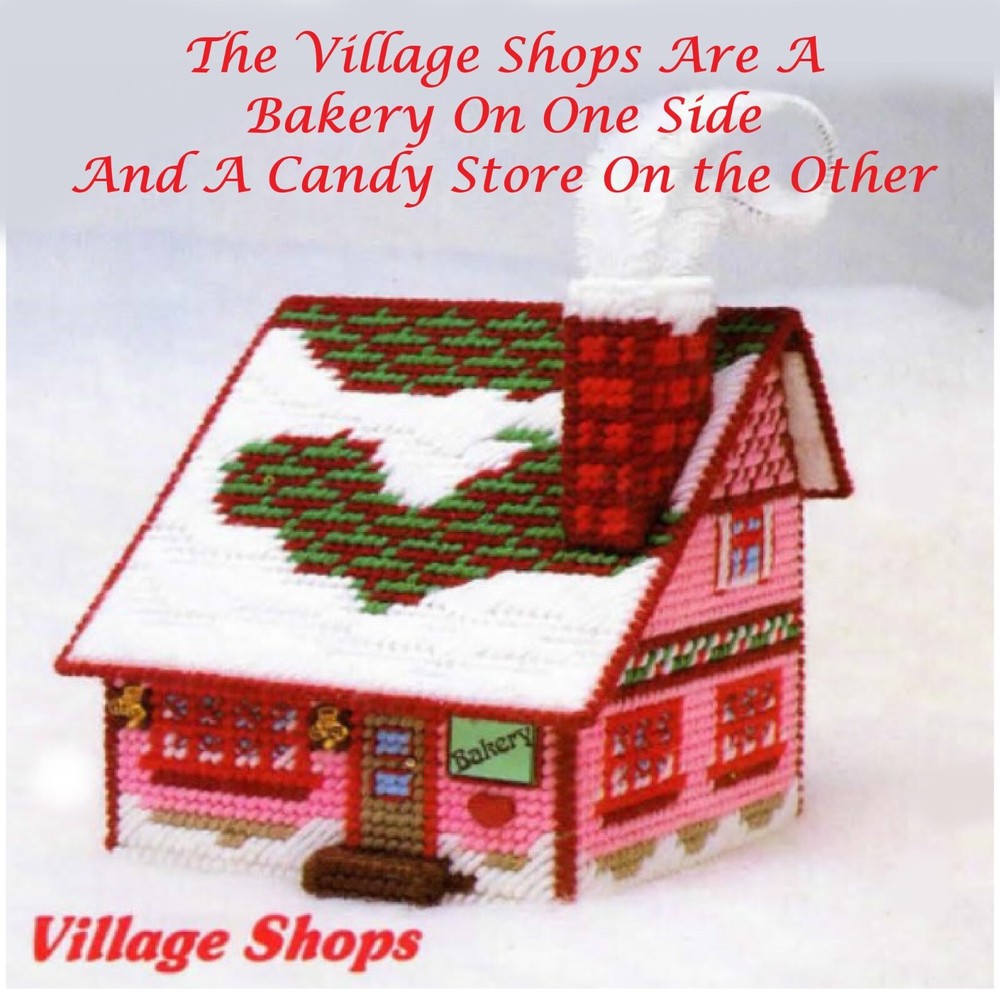 Santa Claus Christmas Village Plastic Canvas Pattern c. 1990s