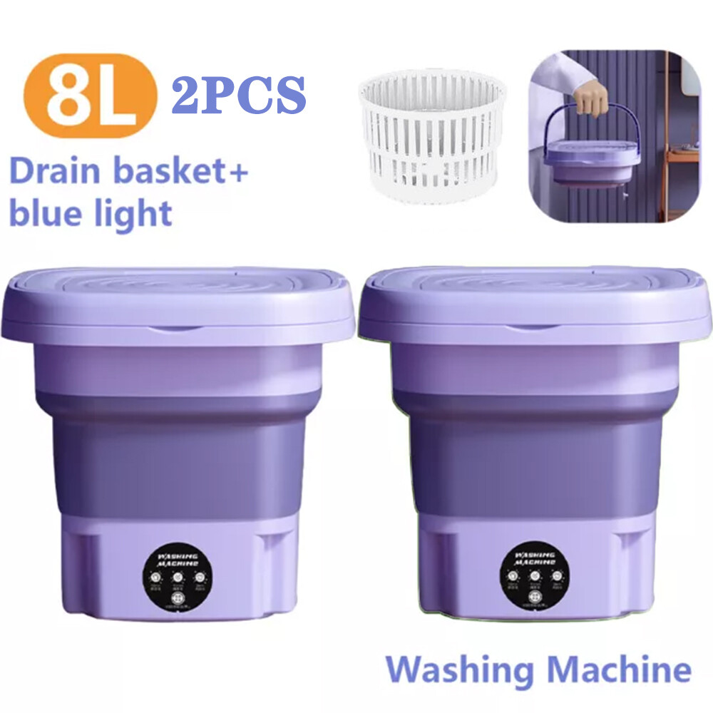 2PCS Portable Washing Machine Mini Washer 8L Capacity Foldable Washer Machine